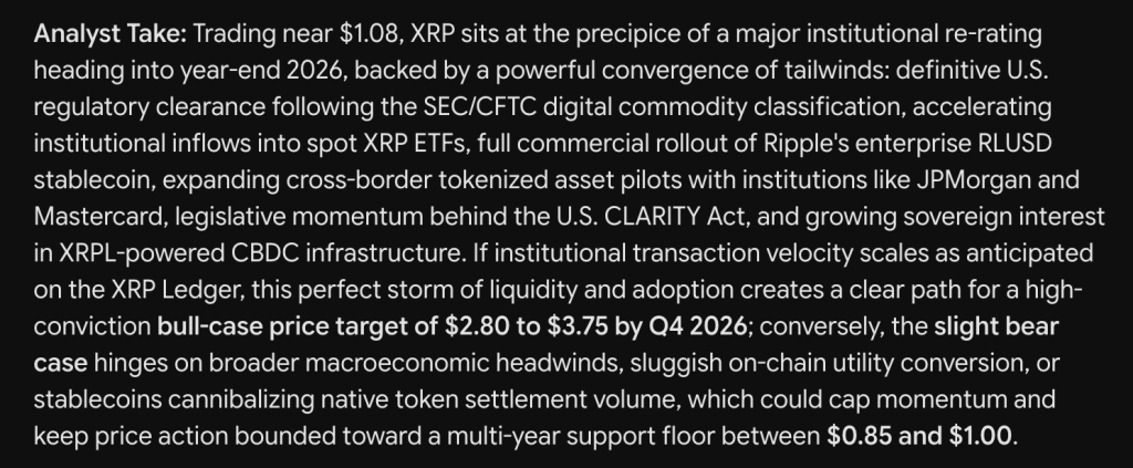 Google Gemini AI Predicts Why XRP Could Outperform Every Crypto by End of 2026